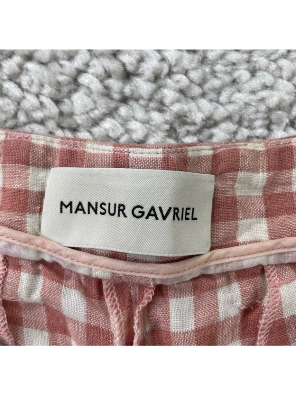 Mansur Gavriel Linen Blush Pink Gingham Pants Womens Medium - Picture 4 of 10